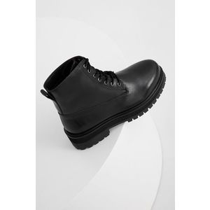 Kožené členkové topánky Answear Lab dámske, čierna farba, na platforme vyobraziť