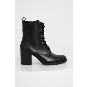 Kožené členkové topánky Answear Lab dámske, čierna farba, na podpätku vyobraziť