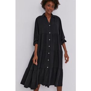 Šaty Answear Lab čierna farba, midi, oversize vyobraziť