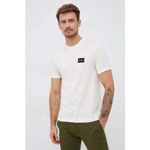 Bavlnené tričko Calvin Klein krémová farba, jednofarebné vyobraziť