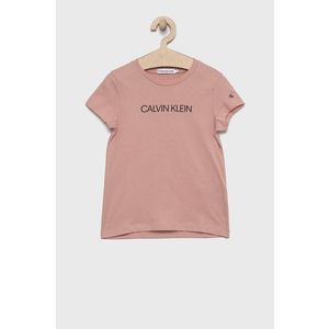 Bavlnené tričko Calvin Klein Jeans ružová farba vyobraziť