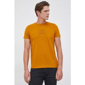 Bavlnené tričko Tommy Hilfiger žltá farba, s potlačou vyobraziť