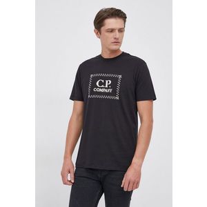 Bavlnené tričko C.P. Company čierna farba, s potlačou vyobraziť