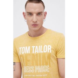 Tričko Tom Tailor pánske, žltá farba, s potlačou vyobraziť