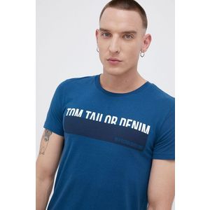 Bavlnené tričko Tom Tailor tyrkysová farba, s potlačou vyobraziť
