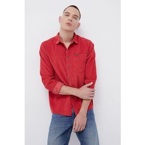 Manšestrová košeľa Billabong pánska, červená farba, regular, s klasickým golierom vyobraziť