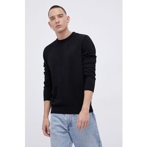Bavlnený sveter Cross Jeans pánsky, čierna farba vyobraziť