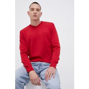Bavlnený sveter Cross Jeans pánsky, červená farba vyobraziť