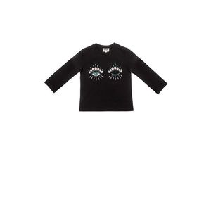 Detské tričko s dlhým rukávom Kenzo Kids čierna farba vyobraziť