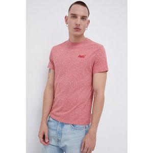 Bavlnené tričko Superdry ružová farba, melanžové vyobraziť