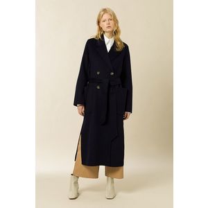 Kabát Ivy & Oak dámsky, tmavomodrá farba, prechodný, dvojradový vyobraziť
