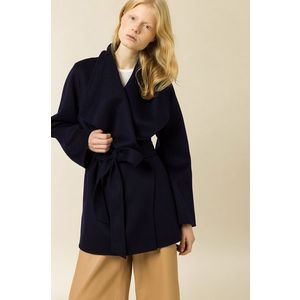 Kabát Ivy & Oak dámsky, tmavomodrá farba, prechodný, bez zapínania vyobraziť