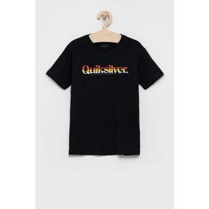 Detské bavlnené tričko Quiksilver čierna farba, s potlačou vyobraziť
