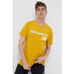 Tričko New Balance pánske, žltá farba, s potlačou vyobraziť