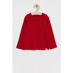 Detská bavlnená košeľa s dlhým rukávom GAP červená farba, jednofarebná vyobraziť
