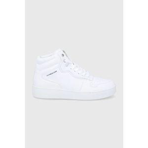 Topánky Calvin Klein Jeans biela farba, na plochom podpätku vyobraziť