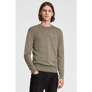 Vlnený sveter AllSaints pánsky, béžová farba, ľahký vyobraziť