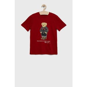 Detské bavlnené tričko Polo Ralph Lauren červená farba, s potlačou vyobraziť