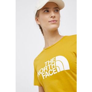 Bavlnené tričko The North Face žltá farba vyobraziť