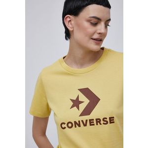 Bavlnené tričko Converse žltá farba vyobraziť