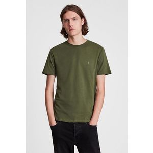 Bavlnené tričko AllSaints jednofarebné vyobraziť