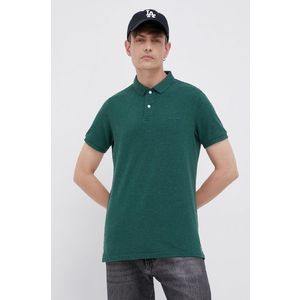 Bavlnené polo tričko Superdry zelená farba, melanžové vyobraziť