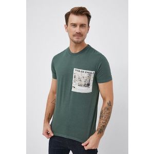 Bavlnené tričko Desigual zelená farba, s nášivkou vyobraziť