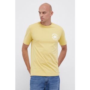 Bavlnené tričko Converse žltá farba, s potlačou vyobraziť