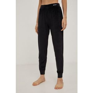 Pyžamové nohavice Emporio Armani Underwear dámske, čierna farba, rovné, stredne vysoký pás vyobraziť
