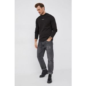 Bavlnené tričko s dlhým rukávom Calvin Klein Jeans čierna farba, jednofarebné vyobraziť
