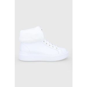 Topánky Guess biela farba, na plochom podpätku vyobraziť