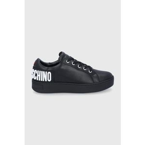 Kožená obuv Love Moschino čierna farba, na platforme vyobraziť