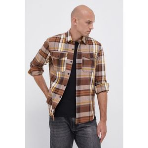Bavlnená košeľa Premium by Jack&Jones pánska, hnedá farba, regular, s klasickým golierom vyobraziť