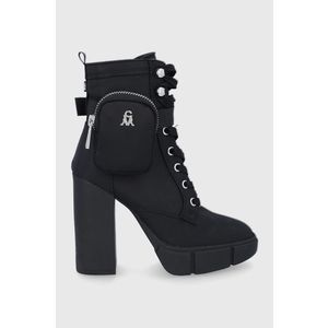Členkové topánky Steve Madden dámske, čierna farba, na podpätku vyobraziť
