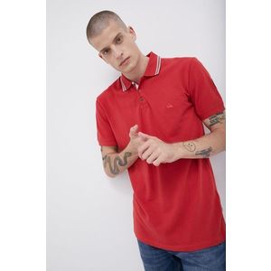 Bavlnené polo tričko Quiksilver červená farba, jednofarebné vyobraziť
