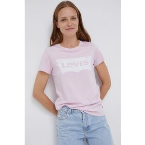Bavlnené tričko Levi's ružová farba vyobraziť