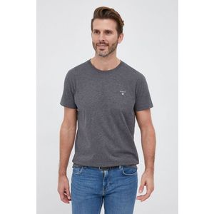 Bavlnené tričko Gant šedá farba, jednofarebné vyobraziť