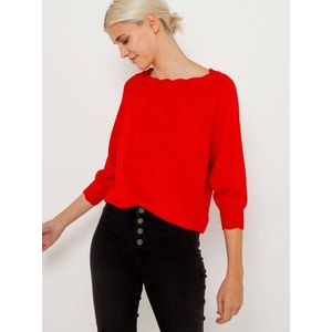 Červený sveter s ozdobnými detailmi CAMAIEU vyobraziť