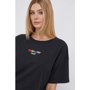 Bavlnené tričko Wrangler čierna farba vyobraziť