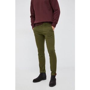 Nohavice Tommy Hilfiger pánske, zelená farba, rovné vyobraziť