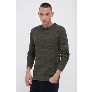 Bavlnený sveter Only & Sons pánsky, zelená farba, ľahký vyobraziť