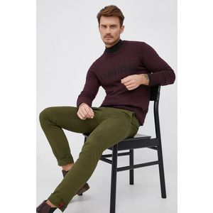 Vlnený sveter Calvin Klein pánsky, bordová farba vyobraziť