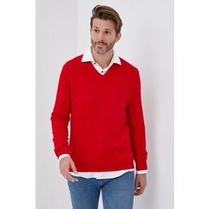 Vlnený sveter United Colors of Benetton pánsky, červená farba vyobraziť