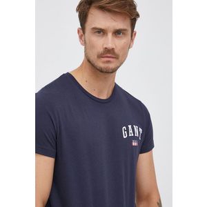 Bavlnené tričko Gant tmavomodrá farba, jednofarebné vyobraziť