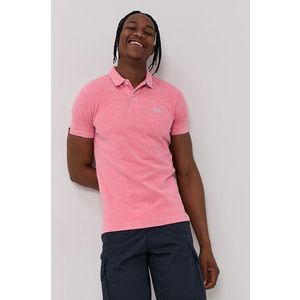 Polo tričko Superdry pánske, ružová farba, jednofarebné vyobraziť