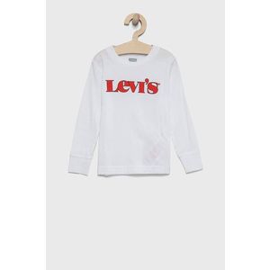 Detské tričko s dlhým rukávom Levi's biela farba, s potlačou vyobraziť