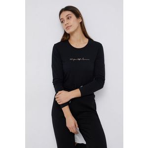 Tričko s dlhým rukávom Emporio Armani Underwear dámske, čierna farba vyobraziť