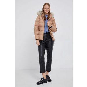 Páperová bunda Calvin Klein dámska, hnedá farba, zimná vyobraziť