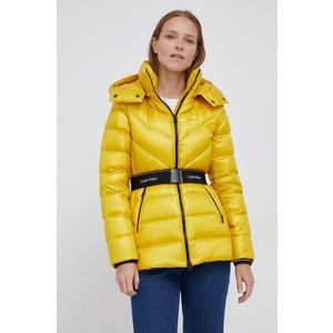 Páperová bunda Calvin Klein dámska, žltá farba, zimná vyobraziť