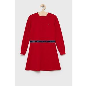 Dievčenské šaty Tommy Hilfiger červená farba, mini, áčkový strih vyobraziť